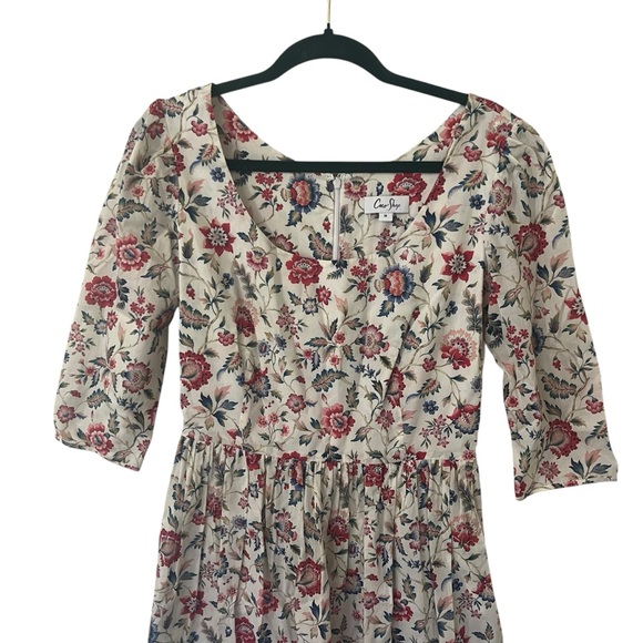 Coco Shop 100% cotton floral cottagecore bohemian 3/4 sleeve maxi dress medium - Picture 2 of 7
